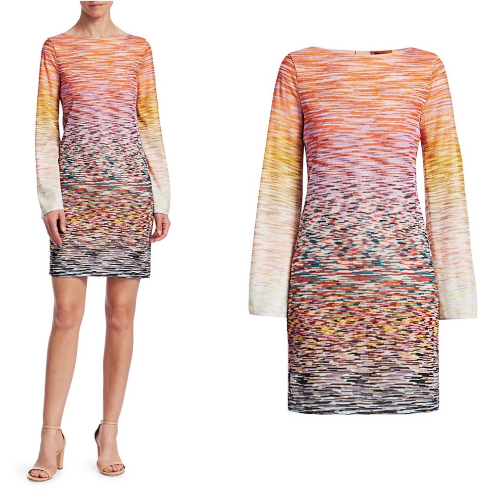 Sz 44 Missoni Bell Sleeve Space Dye Print Dress